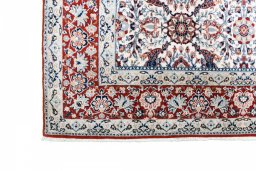 Full view of 1930s Nain rug from Iran / Persia, 202 × 147 cm in Beige tones