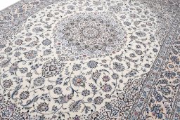 Close-up detail of New Nain rug from Iran / Persia showing Wool weave