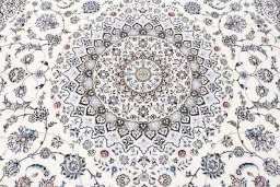 Surface texture of New Nain rug with natural Wool and intricate pattern