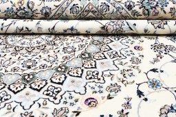 Surface texture of New Nain rug with natural Wool and intricate pattern