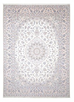 Full view of New Nain rug from Iran / Persia, 360 × 258 cm in Beige tones