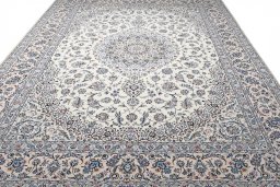 Surface texture of New Nain rug with natural Wool and intricate pattern