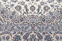 Close-up detail of New Nain rug from Iran / Persia showing Wool weave