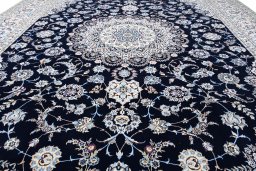 Close-up detail of New Nain rug from Iran / Persia showing Cork weave