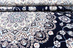 Full view of New Nain rug from Iran / Persia, 368 × 257 cm in Blue tones