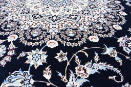 Close-up detail of New Nain rug from Iran / Persia showing Cork weave