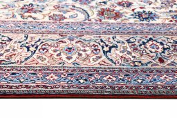 Close-up detail of 1930s Nain rug from Iran / Persia showing Wool weave
