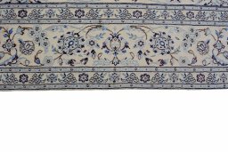 Full view of New Nain rug from Iran / Persia, 349 × 243 cm in Beige tones