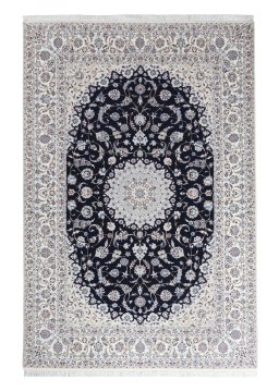 Full view of New Nain rug from Iran / Persia, 310 × 206 cm in Blue tones