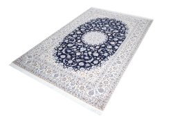 Corner detail of New Nain rug showing border pattern and Cork pile