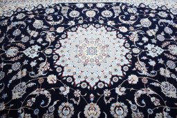 Close-up detail of New Nain rug from Iran / Persia showing Cork weave