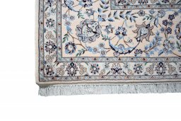 Close-up detail of New Nain rug from Iran / Persia showing Cork weave