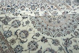 Close-up detail of New Nain rug from Iran / Persia showing Cork weave