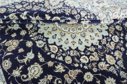 Close-up detail of New Nain rug from Iran / Persia showing Cork weave