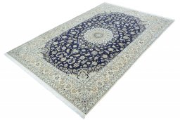 Corner detail of New Nain rug showing border pattern and Cork pile