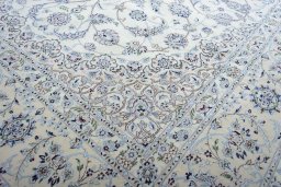 Close-up detail of New Nain rug from Iran / Persia showing Cork weave