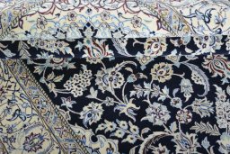 Close-up detail of New Nain rug from Iran / Persia showing Cork weave