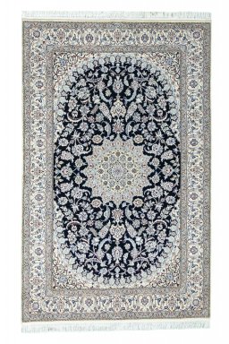 Full view of New Nain rug from Iran / Persia, 210 × 133 cm in Blue tones