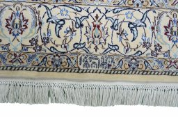 Full view of New Nain rug from Iran / Persia, 210 × 133 cm in Blue tones