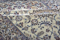 Close-up detail of New Nain rug from Iran / Persia showing Cork weave