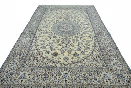 Surface texture of New Nain rug with natural Wool and intricate pattern