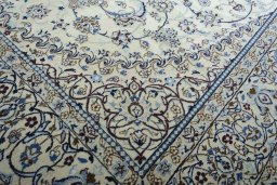 Close-up detail of New Nain rug from Iran / Persia showing Wool weave