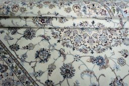Close-up detail of New Nain rug from Iran / Persia showing Cork weave
