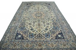 Surface texture of New Nain rug with natural Wool and intricate pattern