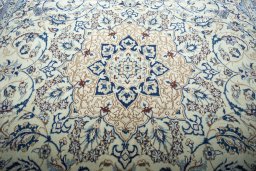 Central medallion detail of New Nain rug from Iran / Persia