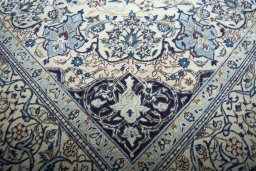 Close-up detail of New Nain rug from Iran / Persia showing Wool weave