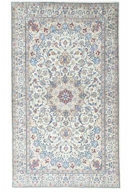 Full view of New Nain rug from Iran / Persia, 221 × 130 cm in Beige tones