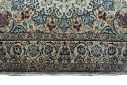 Full view of New Nain rug from Iran / Persia, 221 × 130 cm in Beige tones