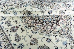 Close-up detail of New Nain rug from Iran / Persia showing Cork weave