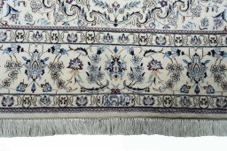 Full view of New Nain rug from Iran / Persia, 245 × 160 cm in Beige tones