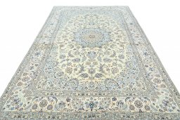Surface texture of New Nain rug with natural Wool and intricate pattern