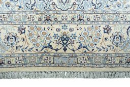 Full view of New Nain rug from Iran / Persia, 306 × 198 cm in Beige tones