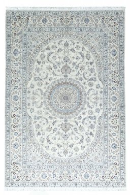 Full view of New Nain rug from Iran / Persia, 300 × 204 cm in Beige tones