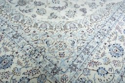 Close-up detail of New Nain rug from Iran / Persia showing Cork weave