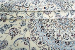 Close-up detail of New Nain rug from Iran / Persia showing Cork weave
