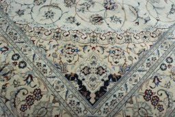 Close-up detail of New Nain rug from Iran / Persia showing Cork weave