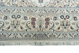 Full view of New Nain rug from Iran / Persia, 312 × 201 cm in Beige tones