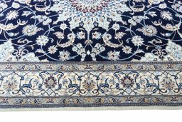 Close-up detail of New Nain rug from Iran / Persia showing Cork weave