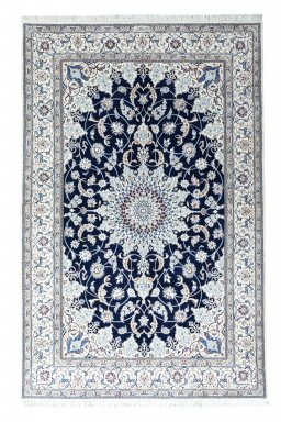 Full view of New Nain rug from Iran / Persia, 240 × 155 cm in Blue tones