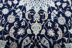 Close-up detail of New Nain rug from Iran / Persia showing Cork weave