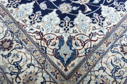 Full view of New Nain rug from Iran / Persia, 240 × 155 cm in Blue tones