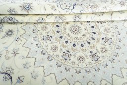 Close-up detail of New Nain rug from Iran / Persia showing Wool weave