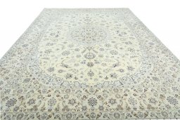 Surface texture of New Nain rug with natural Wool and intricate pattern