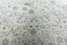 Close-up detail of New Nain rug from Iran / Persia showing Wool weave