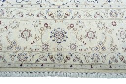 Full view of New Nain rug from Iran / Persia, 415 × 289 cm in Beige tones