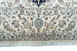 Full view of New Nain rug from Iran / Persia, 268 × 147 cm in Blue tones